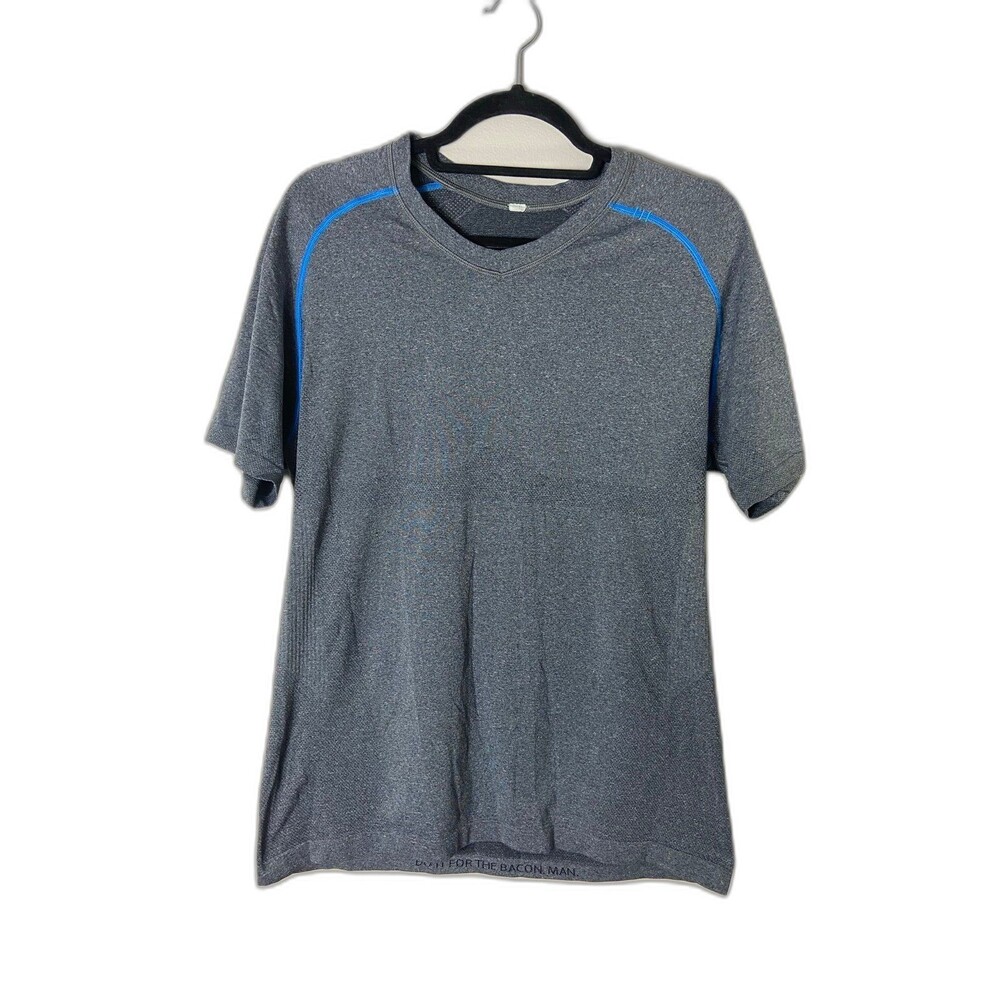 Lululemon Mens Metal Vent Tech Short Sleeve Shirt Grey Blue‎ Size M Breathable